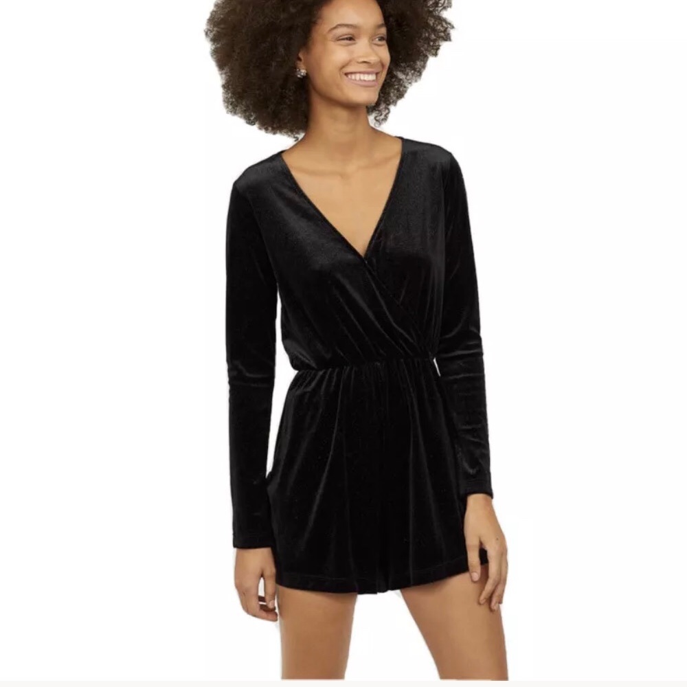 Black velvet velour Sparkly Romper